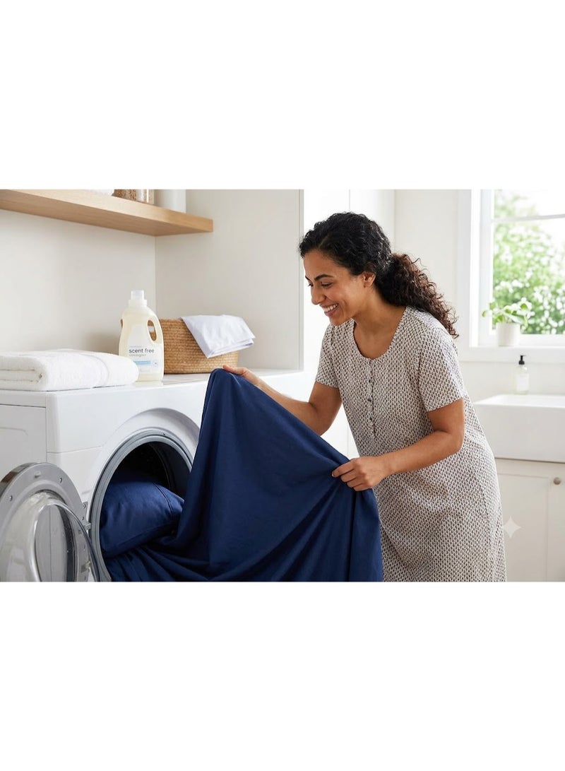 Plain Cotton Fitted Bed Sheet 100 cm (blue) with 2 Pillowcases – Soft, Comfortable & Practical for Everyday Use - Image 2