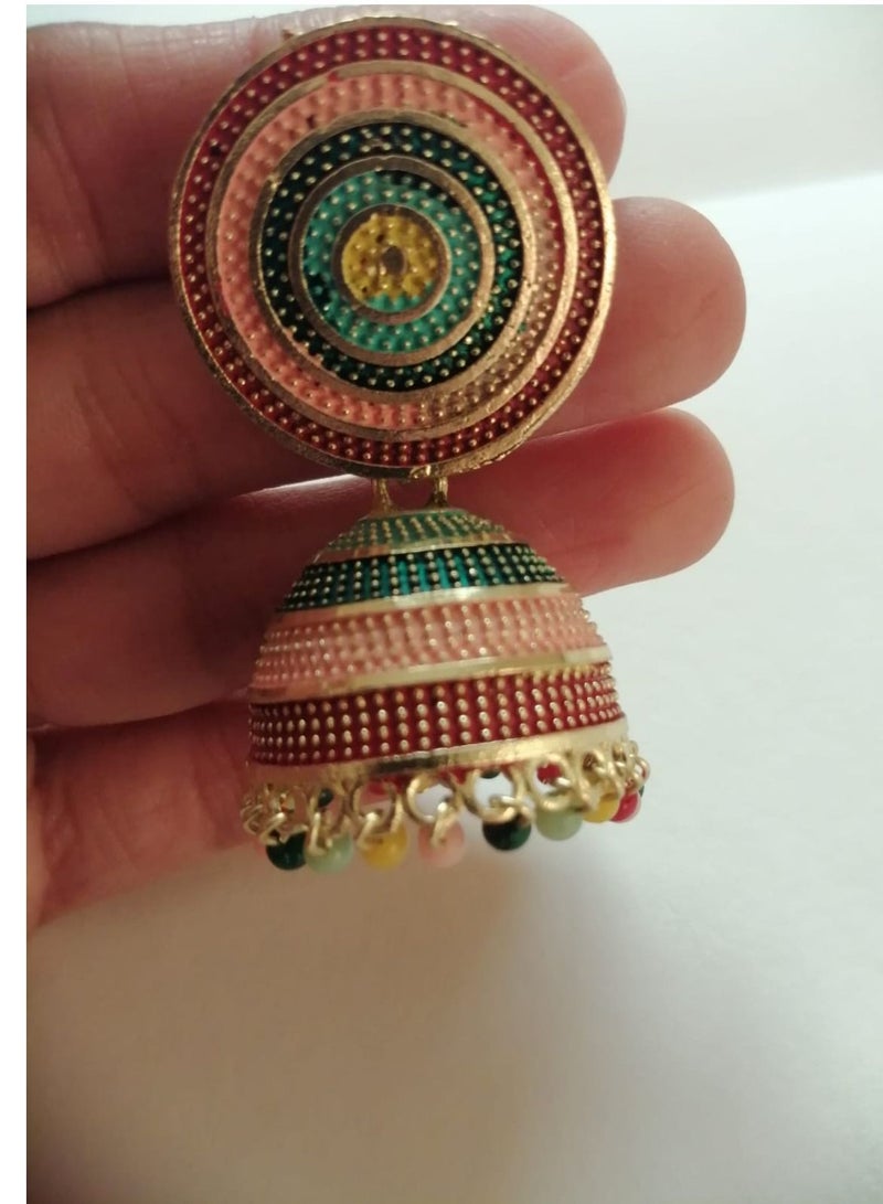 Ethnic Jhumki Earrings for Women and girls (multicolor) - Image 3
