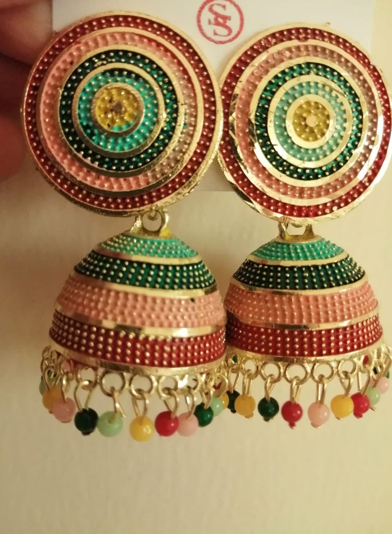 Ethnic Jhumki Earrings for Women and girls (multicolor) - Image 2