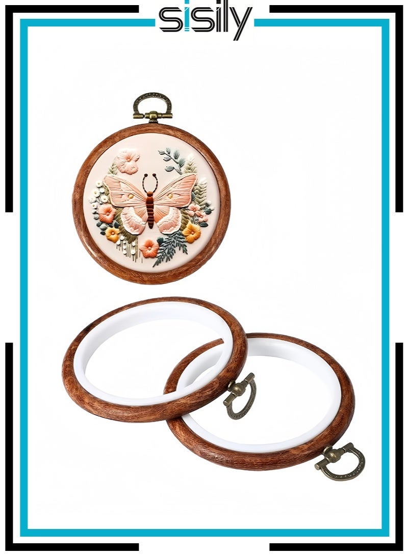 Sisily Set of 2 6inch Round Embroidery Hoops - Rubber Ring Display Cross Stitch Ornament Wooden Frame Kit for Sewing DIY Crafts and Gifts - Image 1