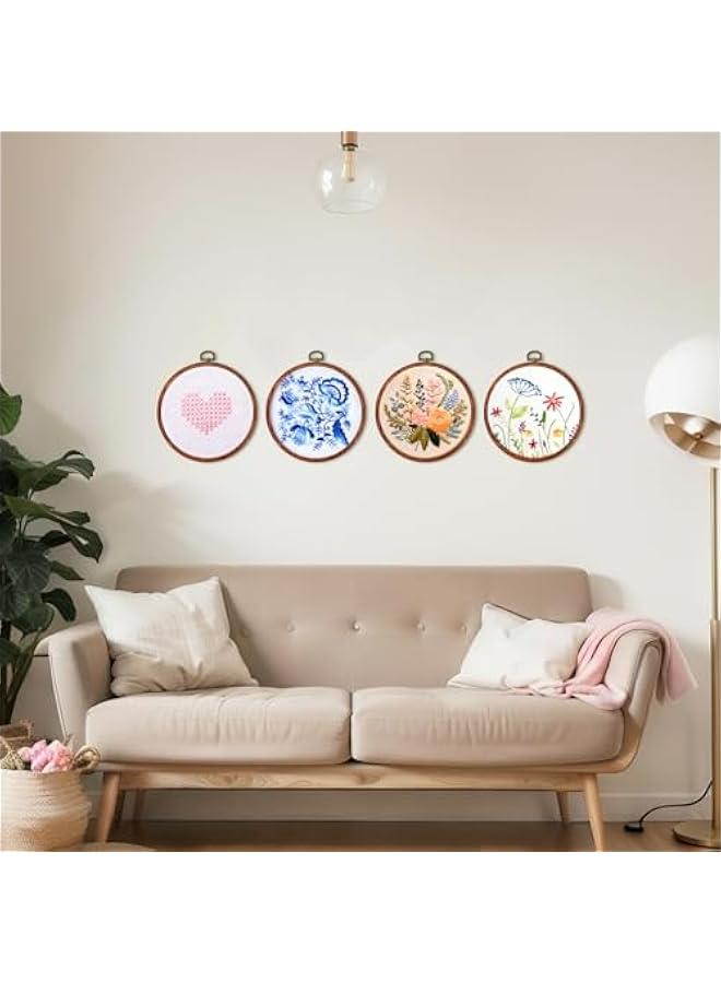 Sisily Set of 2 6inch Round Embroidery Hoops - Rubber Ring Display Cross Stitch Ornament Wooden Frame Kit for Sewing DIY Crafts and Gifts - Image 5