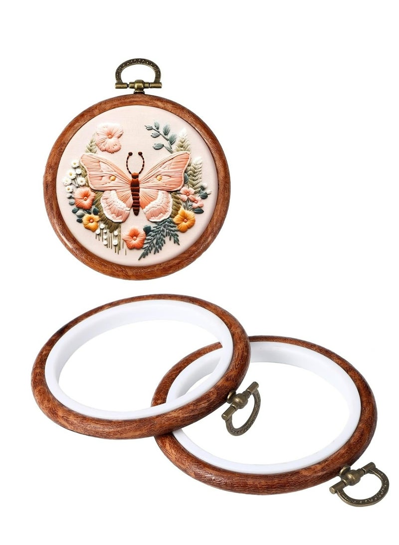 Set of 2 6inch Round Embroidery Hoops - Rubber Ring Display Cross Stitch Ornament Wooden Frame Kit for Sewing DIY Crafts and Gifts - Image 1