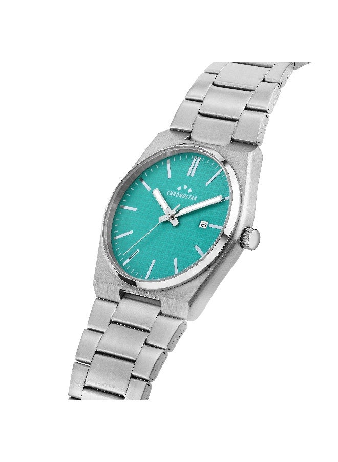 Chronostar Men's Grey Round Analog Dial with Silver Stainless Steel Band Watch - 40mm - R3753315005 - Image 2