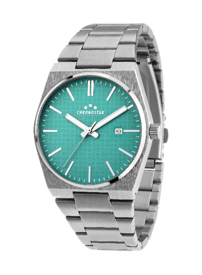 Chronostar Men's Grey Round Analog Dial with Silver Stainless Steel Band Watch - 40mm - R3753315005 - Image 1
