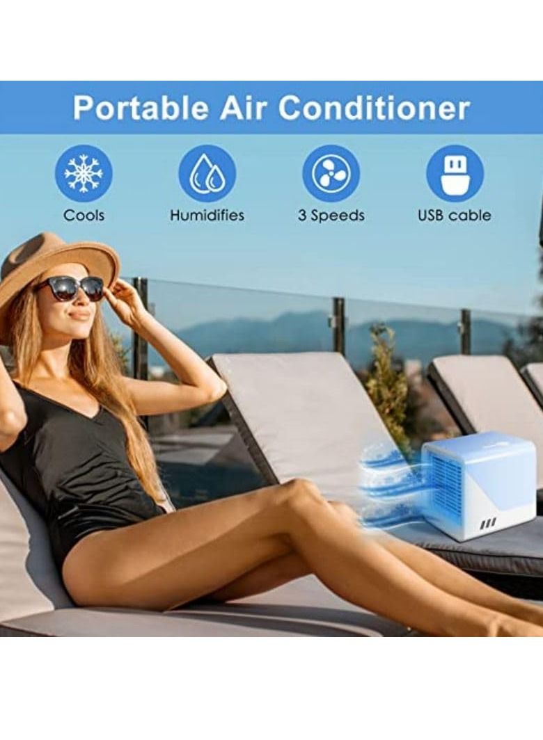 Cool Baby COOLBABY Portable Air Conditioner Personal Cooling Fan Large Capacity Water Tank Quiet Mini Conditioner Desktop Fan For Home Bedroom Travel and Office Energy Rating A BLUE - Image 3