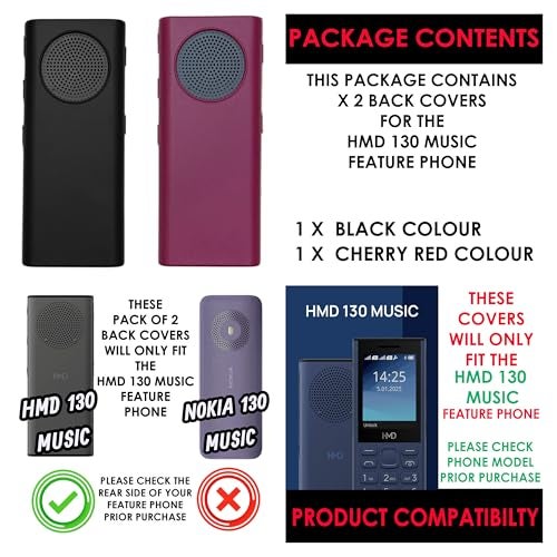 ZAOMA Premium TPU Back Cover Case Compatible for HMD 130 Music DS Model No. : TA-1714 Keypad Mobile Feature Phone - (Pack of 2) (HMD130_PLREDBLK) - Image 5