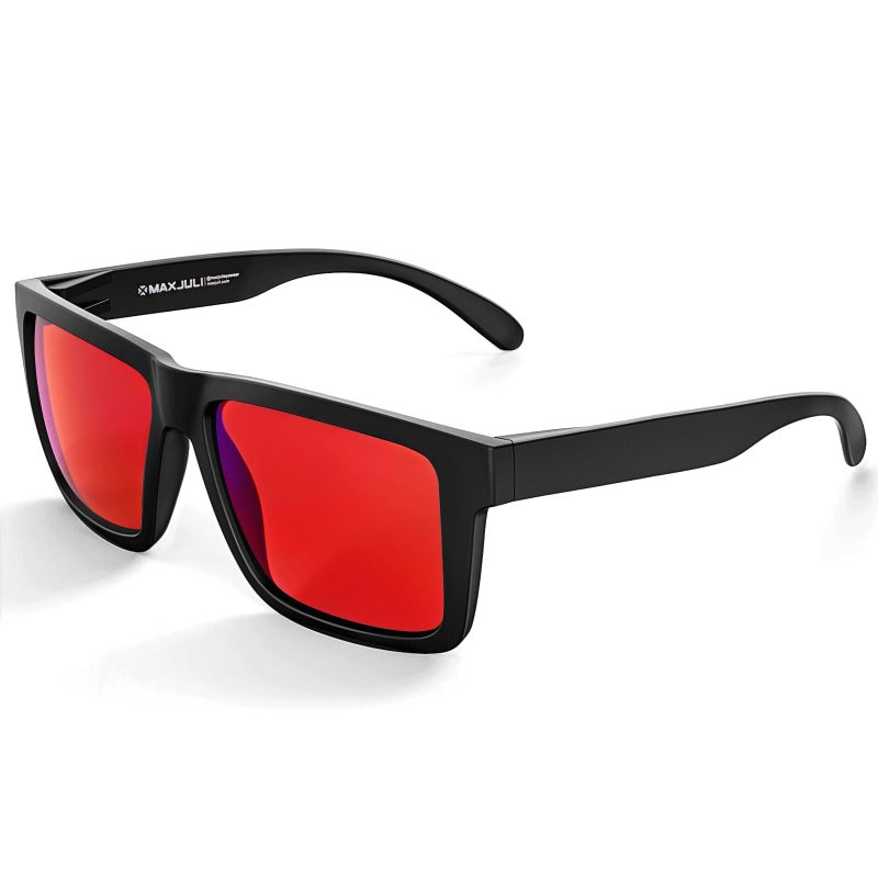 MAXJULI Sleep Glasses for Big Heads Men with Blue Green Light BlockingRed Light Lens for Computer Gaming Screen Fatigue UV Protection 8228 Red - Image 2