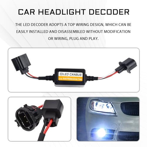 MLAHUIER 2PCS Car LED Headlight Canbus Decoder, H13/9008 Blinker Resistor, Warning Error Fault Decoder to Fix Bulb Switch Problem, Universal LED Light System Anti-Flicker Harness Adapter - Image 4