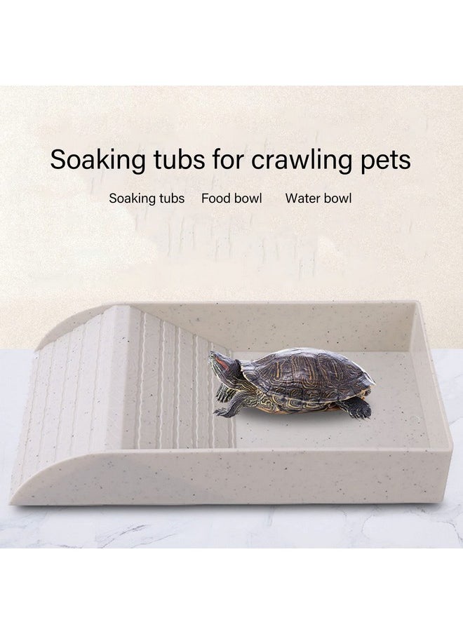 Zerodis Zerodis Reptile Tortoise Turtle Feeding Dish, Reptile Food Dish with Ramp and Basking Turtle Food and Water Bowl Slip Also Fit for Bath Horned Frogs Lizards Amphibians  - Image 3