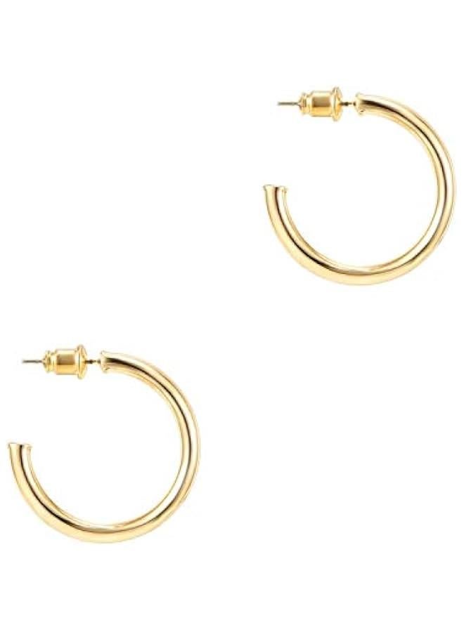 PAVOI 14K Gold Plated Hoop Earrings for Women - 2mm Thick Infinity Hoops - Lightweight Loop Earrings Set  - Image 1