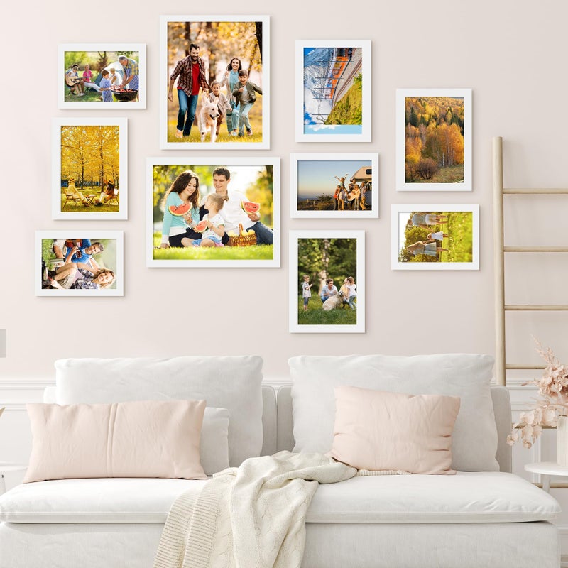 BESCRCL 10 Pack Picture Frames Collage Wall Decor, Gallery Wall Frame Set for Tabletop or Wall Mounting Display, Multi Size with Two 8x10, Four 5x7, and Four 4x6 Photo Frames, White - Image 2