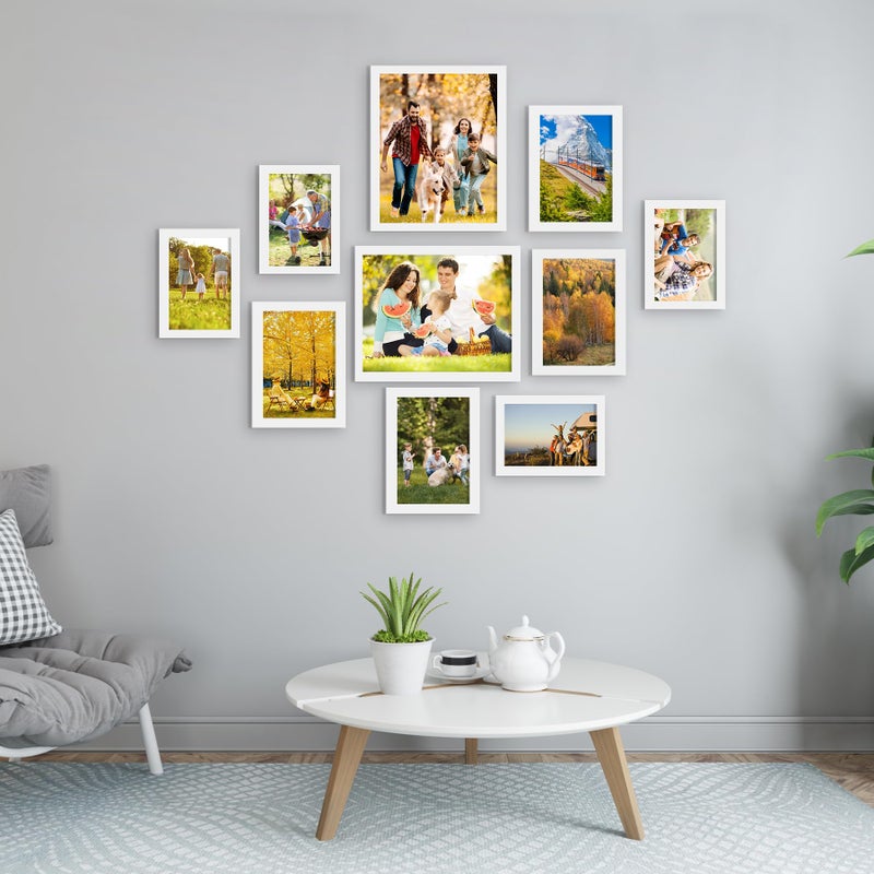 BESCRCL 10 Pack Picture Frames Collage Wall Decor, Gallery Wall Frame Set for Tabletop or Wall Mounting Display, Multi Size with Two 8x10, Four 5x7, and Four 4x6 Photo Frames, White - Image 3