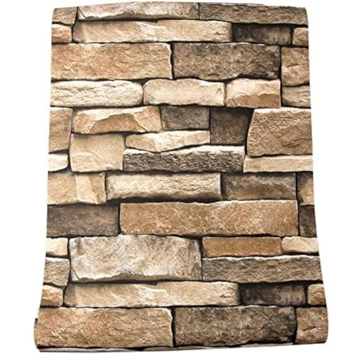 tiltil Rock Peel and Stick Wallpaper - Self-Adhesive & Removable Wallpaper Stone Decorations Contact Paper 17.7"x197" 3D Stone Textured Vinyl for Backsplash, Countertop Wall, Easy to Clean, Brick Wall paper - Image 1