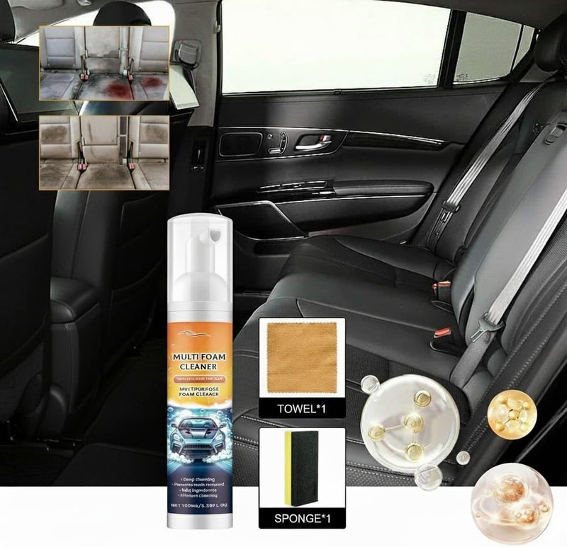 KASTWAVE Multi-Purpose Car Interior Foam Cleaner, Long-Lasting, Deep Cleaning Foam Refinisher for Car, Home, and More, Non-Greasy Formula - Image 2
