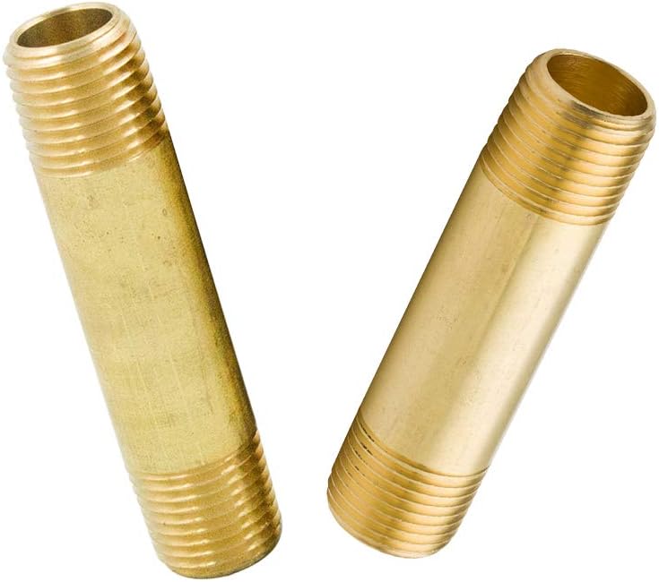 Legines Brass Long Nipple, 1/4" NPT Male x 1/4" NPT Male Pipe Fitting, 2" Length (Pack of 2) - Image 1