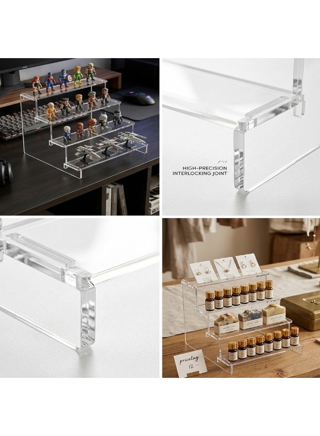 amiazi Acrylic 4-Tier Clear Display Riser Stand, Acrylic Organiser for Figures, Perfume, Dessert, Desktop, Nail polish, cosmetics, party events, cupcake stand riser - Image 3