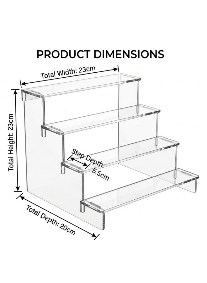 amiazi Acrylic 4-Tier Clear Display Riser Stand, Acrylic Organiser for Figures, Perfume, Dessert, Desktop, Nail polish, cosmetics, party events, cupcake stand riser - Image 2
