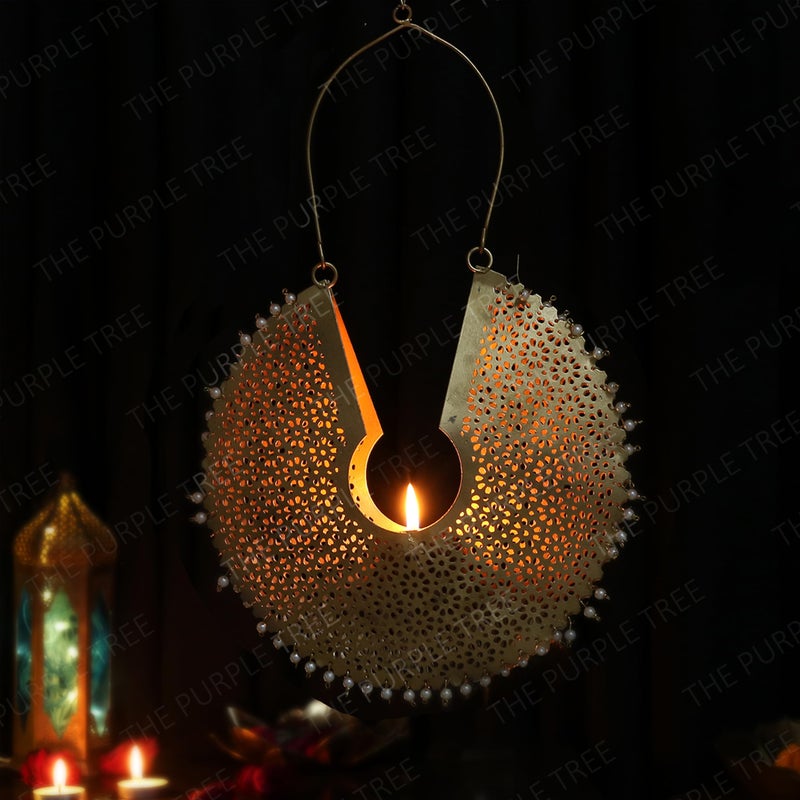 The Purple Tree Indian Traditional Chandbali Aluminum Tealight Candle Holders,Aluminium - Image 5