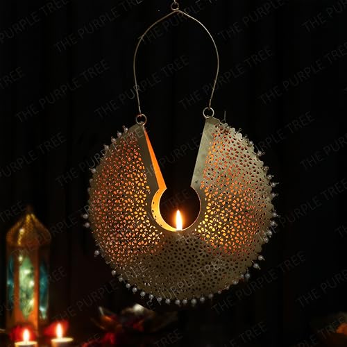 The Purple Tree Indian Traditional Chandbali Aluminum Tealight Candle Holders,Aluminium - Image 1