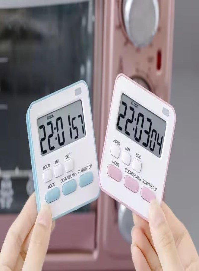 AKRIZA Digital Kitchen Timer & Stopwatch - Large Digit Countdown, Loud Alarm, Magnetic Back Stand Ideal for Cooking, Baking, Stop Watch Timer for Study Table Accessories for Students (Pink & White) - Image 5