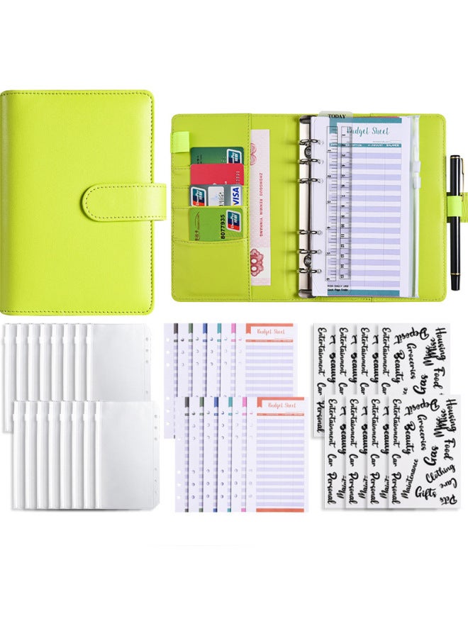 Start A6 Binder Creative Notebook Zipper Bag Macaron Pu Leather Loose-leaf Book Cash Budget Hand Book - Image 1