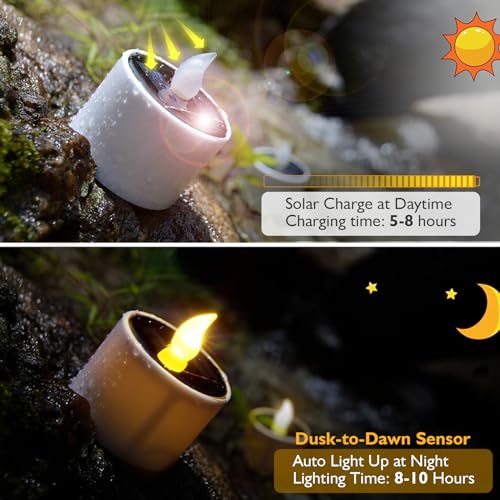 PChero Solar Candles Outdoor Waterproof, Pack of 6 LED Flameless Solar Tea Lights Candles with Dusk to Dawn Sensor for Windows Outside Lantern Porch Garden Patio Decor - Image 2
