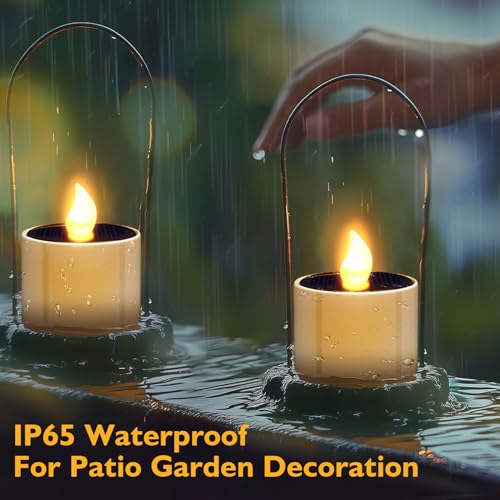PChero Solar Candles Outdoor Waterproof, Pack of 6 LED Flameless Solar Tea Lights Candles with Dusk to Dawn Sensor for Windows Outside Lantern Porch Garden Patio Decor - Image 3