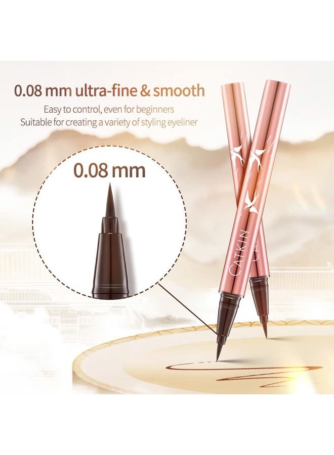 CATKIN Liquid Eyeliner Pen Ultra-fine Waterproof Smoothy Stay 24 hrs Long Lasting Quick Drying for Sensitive Eyes Alcohol Free Very Black - Image 2