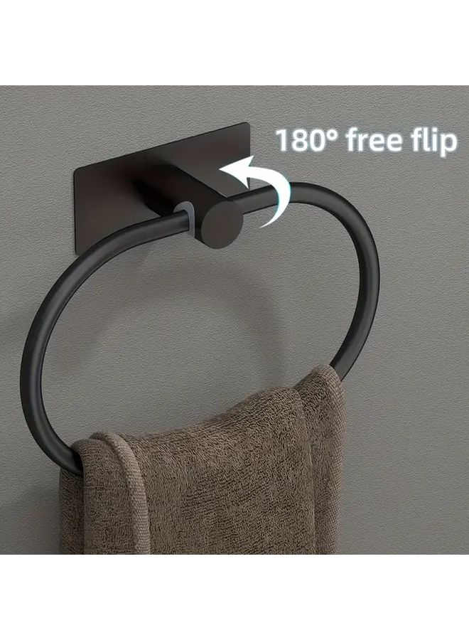 Heavy Duty Stainless Steel Adhesive Towel Rack Silvery 180 Flip Space Saving Holder - Image 1