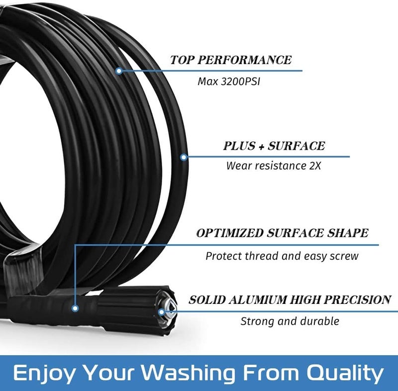 MLD WPH1954 High Pressure Washer Hose Pipe Flexible Long Electric Pressure Washer Machine Cleaning for car Washing Machines Accessories Water Hose Washers Outdoor Size8 Meter Color Black - Image 4