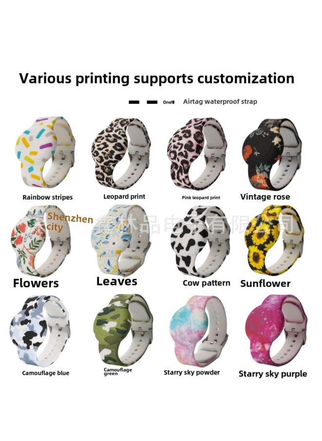 Generic - Suitable For Apple Airtag Protective Case Children's Printed Bracelet Waterproof Strap Anti-lost Locator Silicone Strap-Color:8-Applicable Model:Airtag Waterproof Printed Strap - Image 1