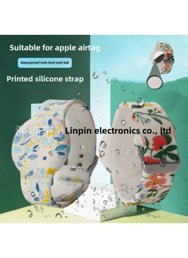Generic - Suitable For Apple Airtag Protective Case Children's Printed Bracelet Waterproof Strap Anti-lost Locator Silicone Strap-Color:8-Applicable Model:Airtag Waterproof Printed Strap - Image 1