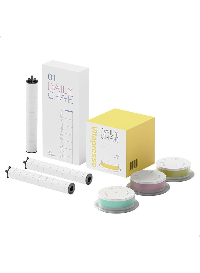 Filter Combo B - Sediment Filter And Vitapresso Vitamin Shower Capsule - Removes 99.99% Chlorine And Impurities - Healthy Skin & Hair, Brightening, Antioxidant, Aromatherapy - Made In Korea
