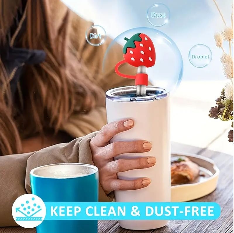 Newvent ® 5Pcs Silicone Straw Cover Cap | Reusable Cute Cartoon Straw Cap | Dust-Proof Drinking Straw Tips Lids Cover (Size : 9mm, Multi-Design) - Image 2