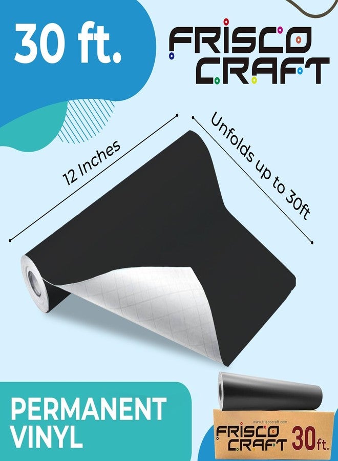 Frisco Craft Permanent Vinyl – Matte Black Adhesive Roll, Waterproof & Weather-Resistant, Siliconized Backing, Compatible with Cricut & Silhouette, Outdoor Wrap, Decals, Heavy Duty Vinyl (12" x 30FT) - Image 2