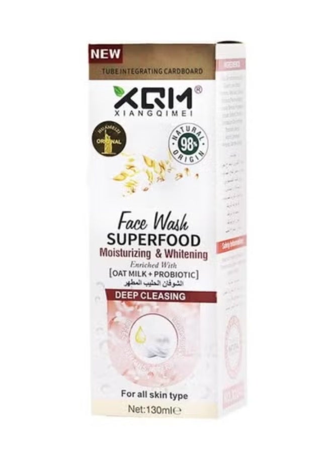 XQM Superfood Whitening Moisturizing With Oatmeal & Probiotic Facial Wash 130ml