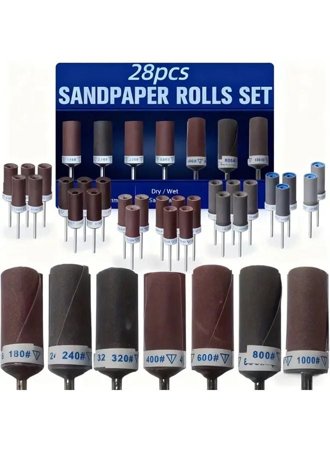 28pcs Grit Sand Drum Grinding Rod Set 1 8 Inch Shank Metal Rust Removal Stone Polishing - Image 2