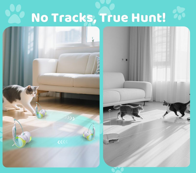 ZeLing HTL Remote Control Cat Toy with Auto Mode - Interactive Cat Toy Feather for Indoor, Moving Cats Catnip Toys & LED to Keep Bored Cats Active & Entertained - Image 2