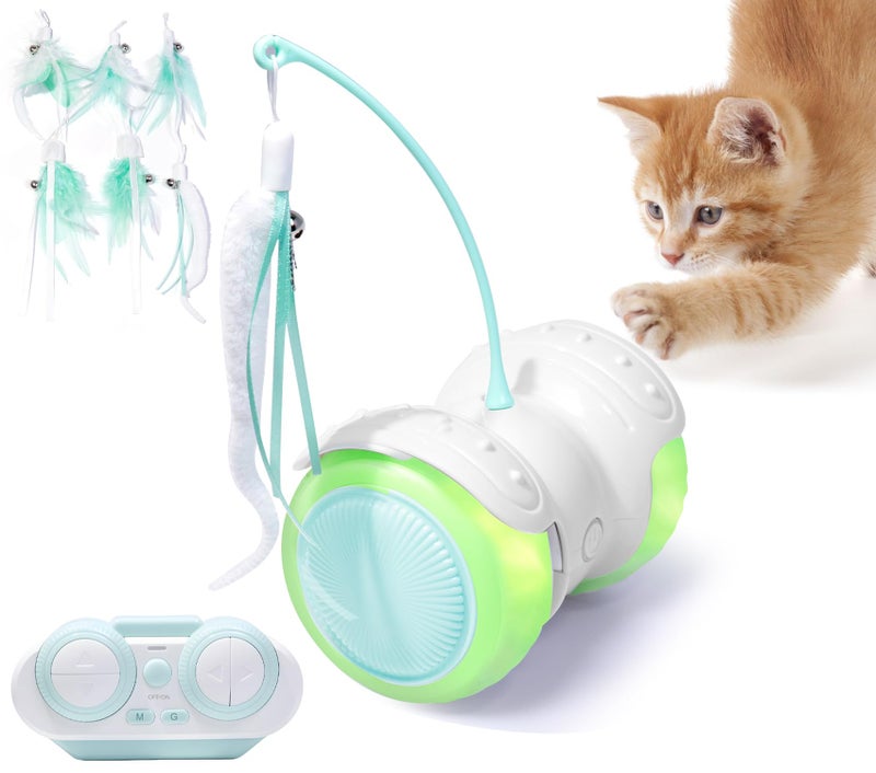 ZeLing HTL Remote Control Cat Toy with Auto Mode - Interactive Cat Toy Feather for Indoor, Moving Cats Catnip Toys & LED to Keep Bored Cats Active & Entertained - Image 1