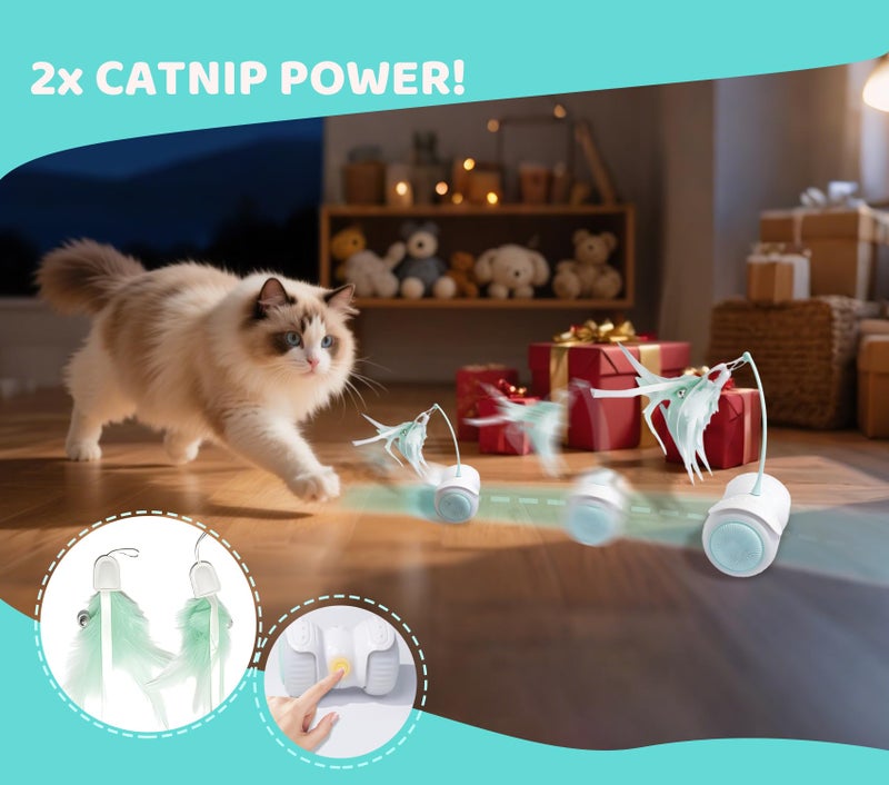 ZeLing HTL Remote Control Cat Toy with Auto Mode - Interactive Cat Toy Feather for Indoor, Moving Cats Catnip Toys & LED to Keep Bored Cats Active & Entertained - Image 4