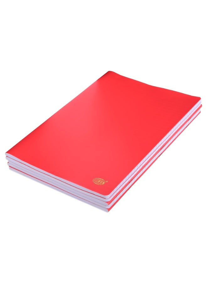FIS Notebook, Soft Cover PP Materials, Size A4(210x297mm), Single Line Ruling, 80 Sheets, 160 Pages, 2 Round Edges, Packet of 5 Pieces, Neon Red Color-FSNBA4SLPPNRE  - Image 1