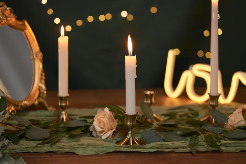 AGANS Willceka Gold Taper Candle Holder, Brass Candlestick Holders, Vintage Metal for Table Centerpieces Wedding Christmas Decor (Gold, 12 Pcs) - Image 3