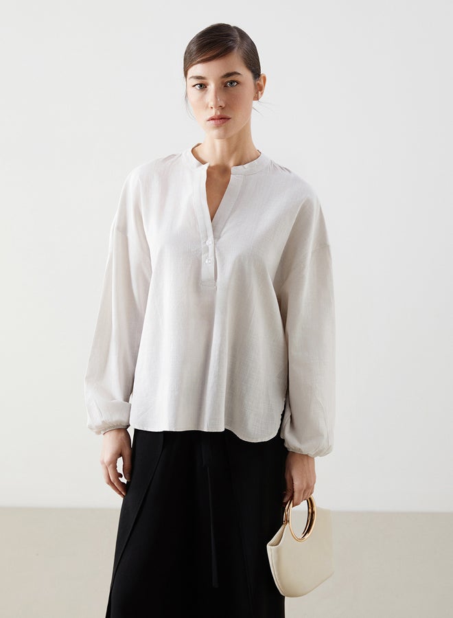 LC WAIKIKI Notch Neck Oversize Women's Blouse - Image 1