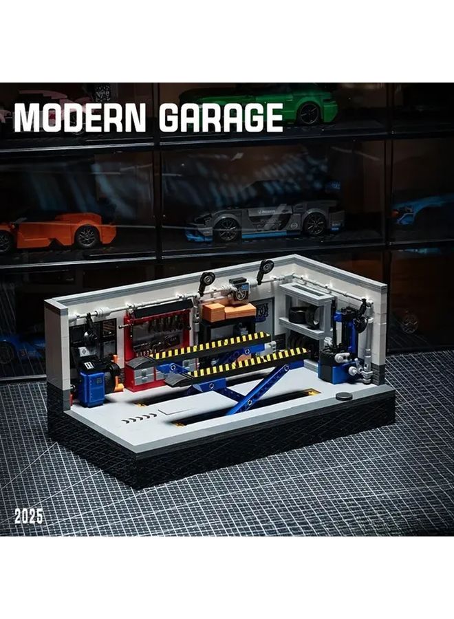 JD101 B 1002 Pcs Modern Retro Garage Workshop Building Blocks Set With Liftable Mechanic Pit - Image 4