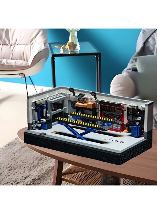 JD101 B 1002 Pcs Modern Retro Garage Workshop Building Blocks Set With Liftable Mechanic Pit - Image 1