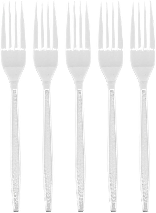 Blue Sky Premium White Plastic Forks Disposable, (100 Ct) Heavy Duty Forks Plastic Disposable, Durable & Elegant for Parties, Catering, Dinners and Daily Use - Image 1