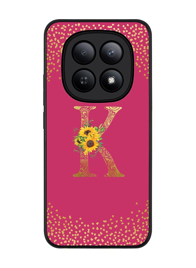 For Xiaomi Redmi Note 15 5G / Poco M8 Case,Slim fit Camera Protection, Shockproof Thin Phone cover  - Custom Floral Monogram - K ( Deep Pink )