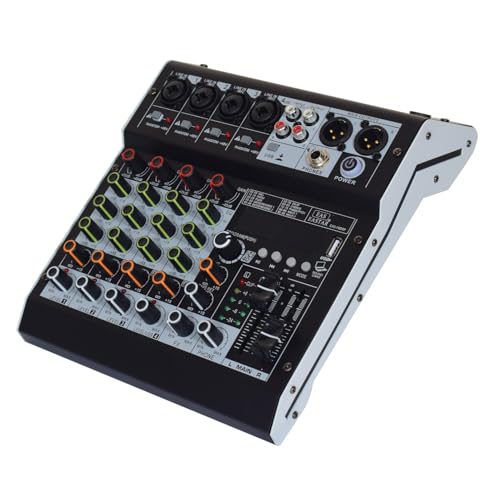 kh Audio Mixer 6 Channel for Stage Live Studio Stereo Recording DJ Stage Professional Audio Mixer Sound Board Console System Interface 6 Channel 48V Phantom Power (6 Channel DSP) - Image 2