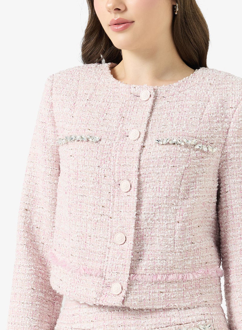 GUESS Clotilde Tweed Bomber Jacket - Image 3