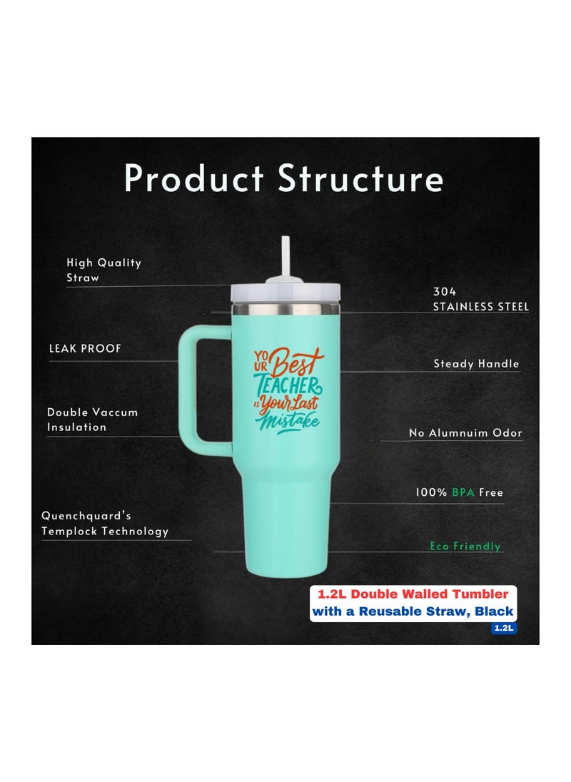 PRINTSHOP4ME - Teachers Day Tumbler Mug 1.2L With Lid&Straw|Double Walled Printed Tumbler Mug|Insulated Reusable Stainless Steel Tumbler Mug|Gift For Teachers - Image 1